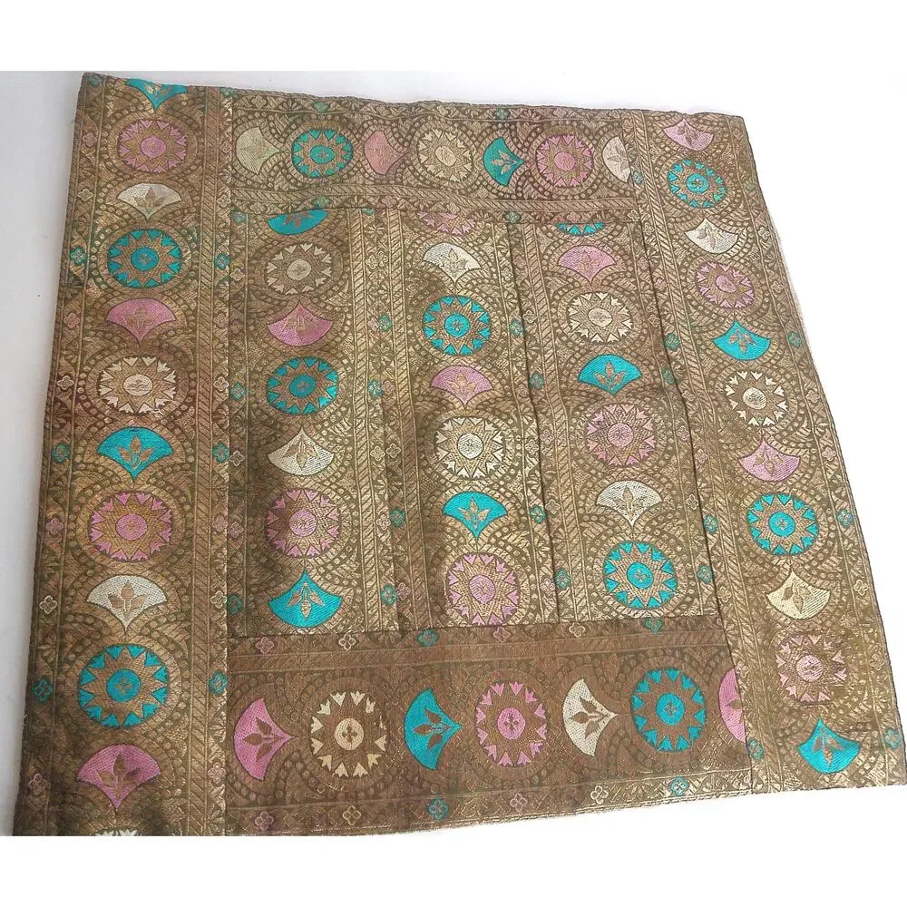 Vintage Sen Sation Indian Brocade Silk Pillow Cover Ethnic Boho Home Decor New